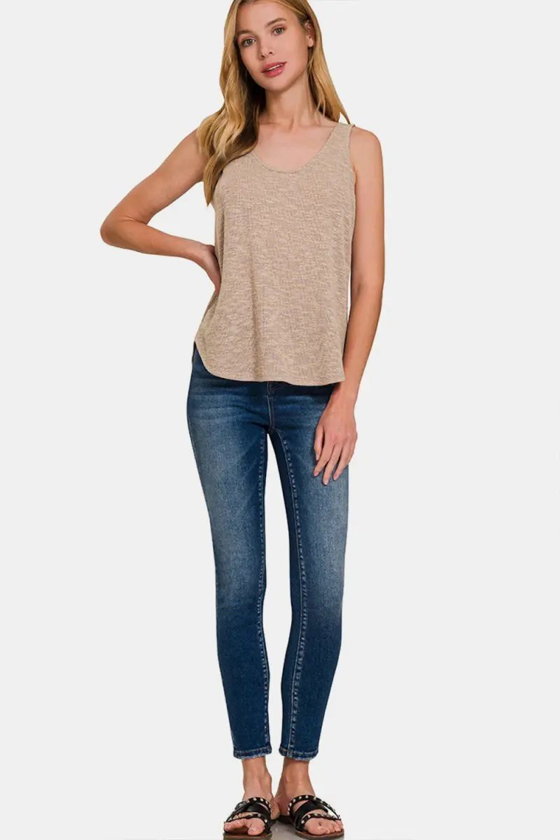 Zenana Curved Hem Round Neck Tank for Summer Style - Love Salve